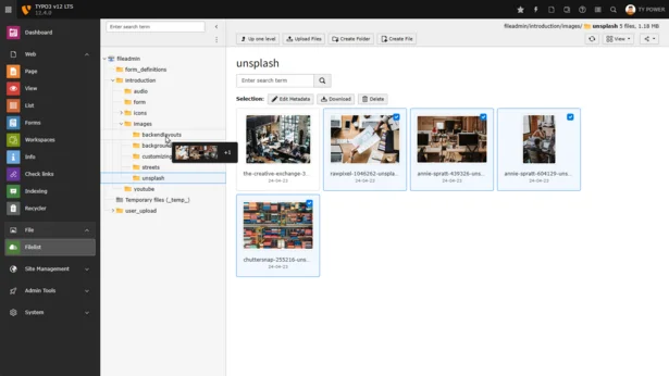 Drag & Move functionality in the file list of TYPO3