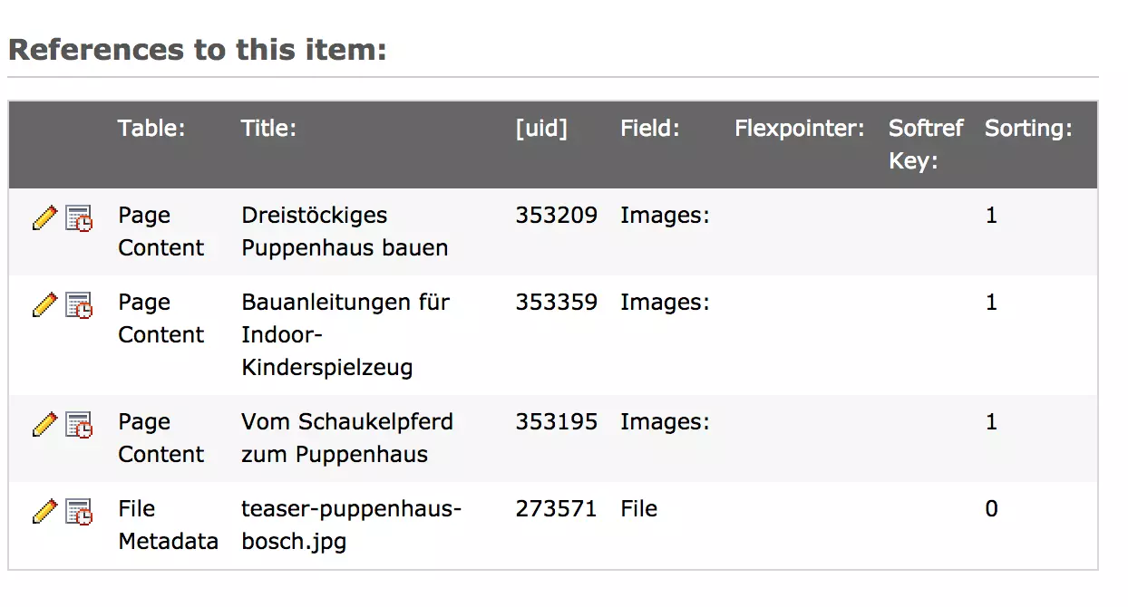 Screenshot image link detection in the TYPO3 backend
