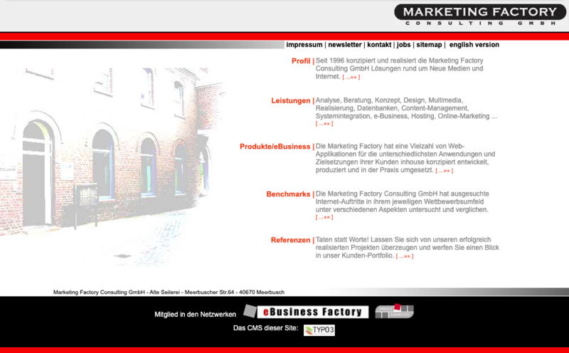 Screenshot MFC website 2003